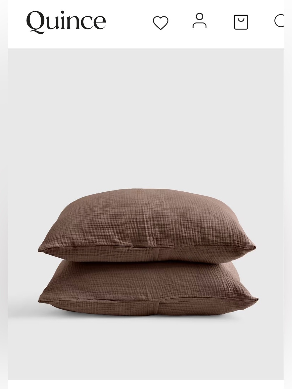 Quince Organic Cotton Gauze Sham Standard Set Chocolate Brown